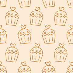 Pastry, sweet bakery seamless pattern with baked goods