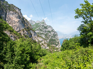 Punta Larici spectacular view of the Lake Garda and the Ledro valley, northern Italy, Europe