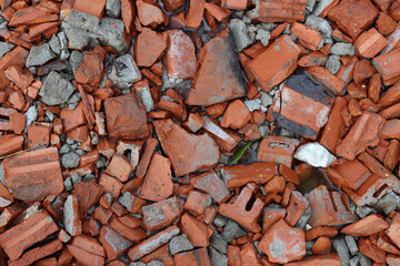 Construction debris, broken bricks.