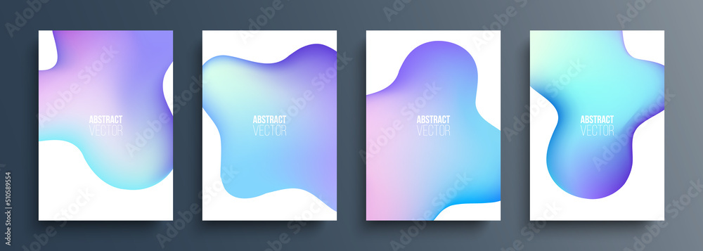 Aufkleber Set of abstract backgrounds with soft color gradient for your creative graphic design. Blurred effect. Liquid shapes. Vector illustration.