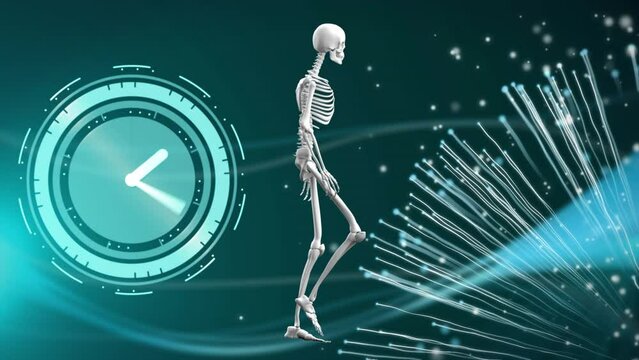 Animation of clock over network of connectios and human body
