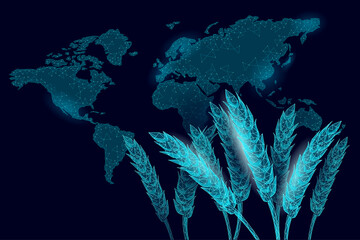 3D wheat ears grain. World food Day hunger awareness. Help charity food help global international refugees vector illustration