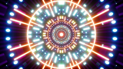 Colorful VJ Light Beam Mandala Pattern Art Background