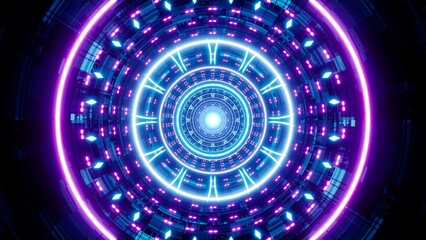 Shining Neon Light Tunnel Art