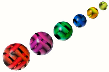 balls of different colors on a white background