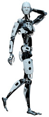 3D Rendering Male Robot on White