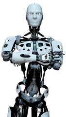 3D Rendering Male Robot on White