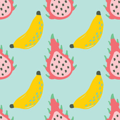 cute hand draw fruits seamless pattern colorful fruits