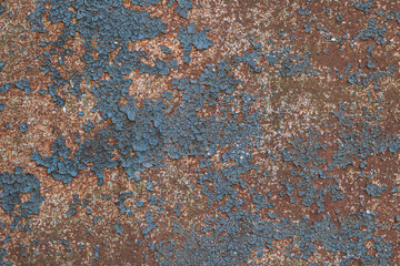 Rusty metal background with blue
