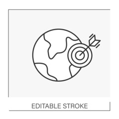  Target line icon. International targeting. Advertising. Marketing concept. Isolated vector illustration. Editable stroke