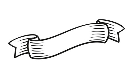 Vintage ribbon outline vector icon. Tape, decoration element in retro style.
