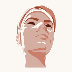 Young woman face front view. Elegant silhouette of a female head.