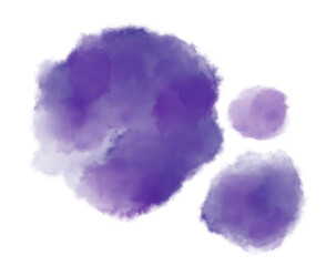 Fototapeta premium Colorful purple watercolor blobs drops brush hand painting illustration