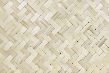 Old bamboo weave texture background, pattern of woven rattan mat in vintage style.