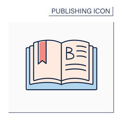 Chapter color icon. Main division of book.Separate parts into which book is divided. Chapter with number or title.Publishing concept. Isolated vector illustration