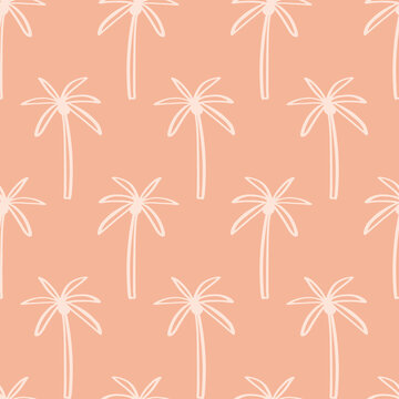 Palm tree vector seamless pattern. Tropical summer background