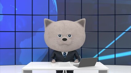 ニュースキャスター　猫　ループ素材