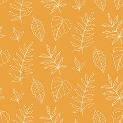 Fototapeta na wymiar Foliage Seamless Pattern. Floral tropical Vintage branches endless background