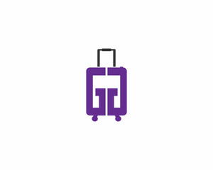 Letter GG and GGT Travel Bag and Tourism Company Logo. Simple Suitcase Template Vector Illustration on White Background.