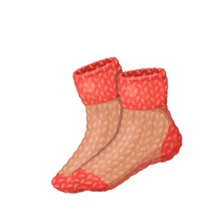 Knitted wool socks. Vector illustration.