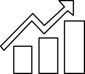 Money graph with up arrow icon line art.eps