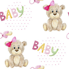 Seamless pattern with teddy bear.
