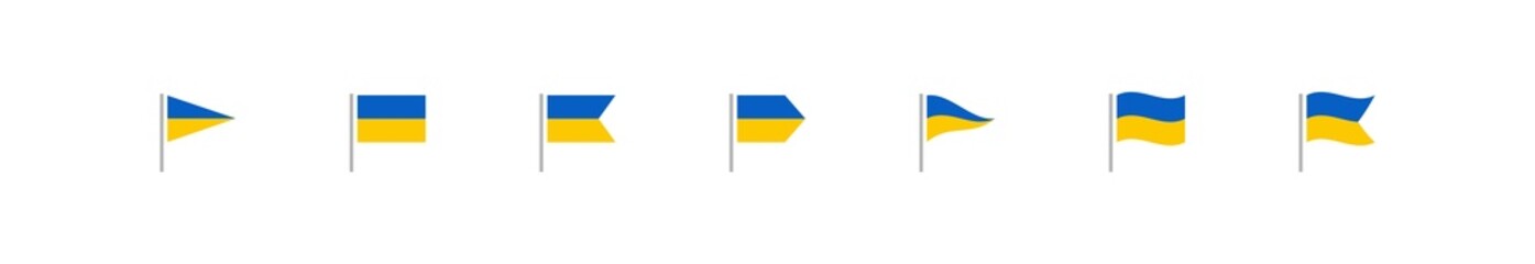 Ukraine flag set icon. Blue and yellow illustration national symbol. Flat isolated vector