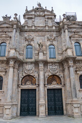 Fototapeta na wymiar Facade detail of Santiago de Compostela Cathedral in Inmaculada square, Santiago de Compostela, Spain