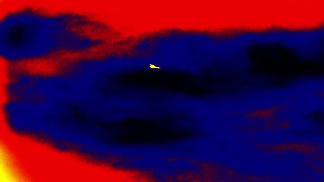 Falcon flying high in sky. Illustration of thermal image