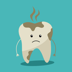 Tooth with decay problem. Toothache vector illustration.