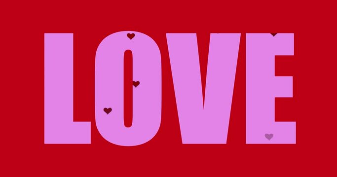 The word "Love" with a video in text effect and a video inside with a heart's animation..