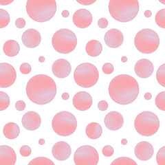 Watercolor seamless pattern with pink balloons on a white background. Balloons, soap bubbles party background.