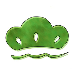 水彩風手描きの和風パーツ　松