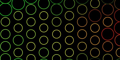 Dark Green, Yellow vector background with circles.