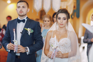 bride with groom In church