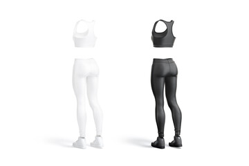 Blank black and white women sport uniform mock up, isolaed