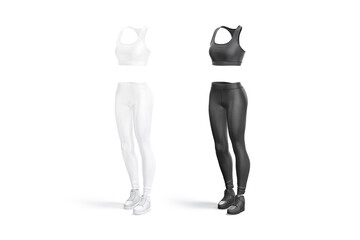 Blank black and white women sport uniform mock up, isolated