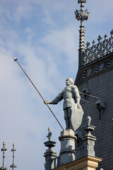 Monument in front of the castle towers