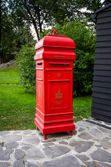 red vintage post box in the old town