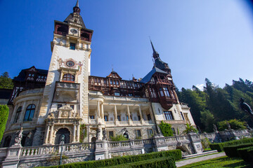 Old royal palace with towers in Carpathian