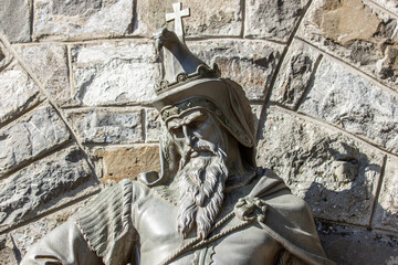 Statue of king warrior near the castle