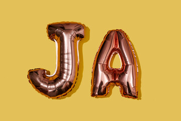 letter-shaped balloons forming the word ja