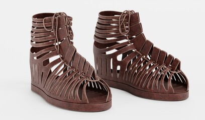 Realistic 3D Render of Caligae Shoes
