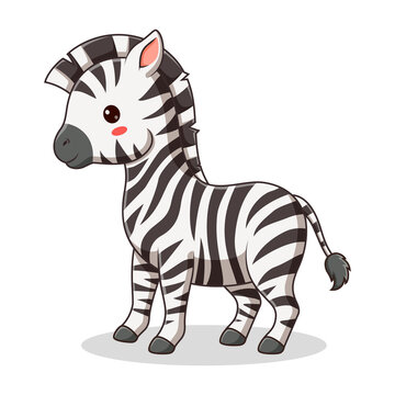Cartoon Zebra isolated on White Background, Zebra Mascot Cartoon Character. Animal Icon Concept White Isolated. Flat Cartoon Style Suitable for Web Landing Page, Banner, Flyer, Sticker, Card