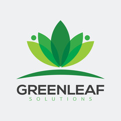 Abstract green leaf logo vector design.