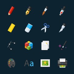 Graphic Design and Art Icons with Black Background