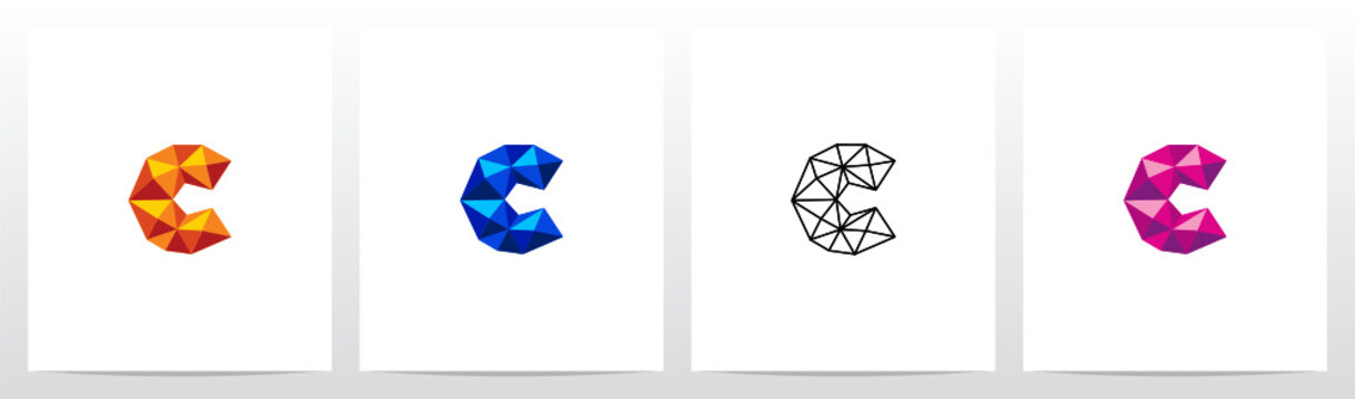 Polygon Lowpoly Letter Logo Design C