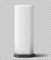 White and black marble. Product podium or pedestal, luxury promotional poster or banner for website. Promotion of cosmetic products on Internet. Architecture. Realistic isometric vector illustration