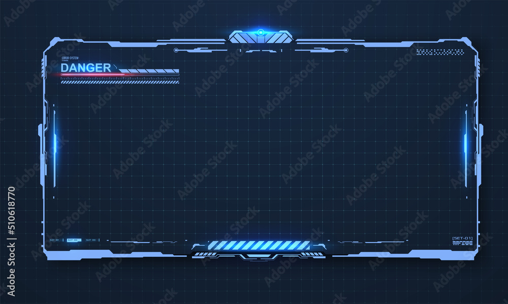 Leinwandbilder a futuristic-style game frame on an isolated background. cyber tech frame. ui,gui futuristic frame u