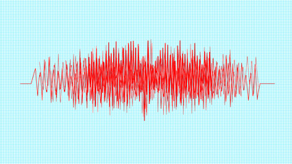 Seismograph diagram, graph of earthquake on paper, vector illustration